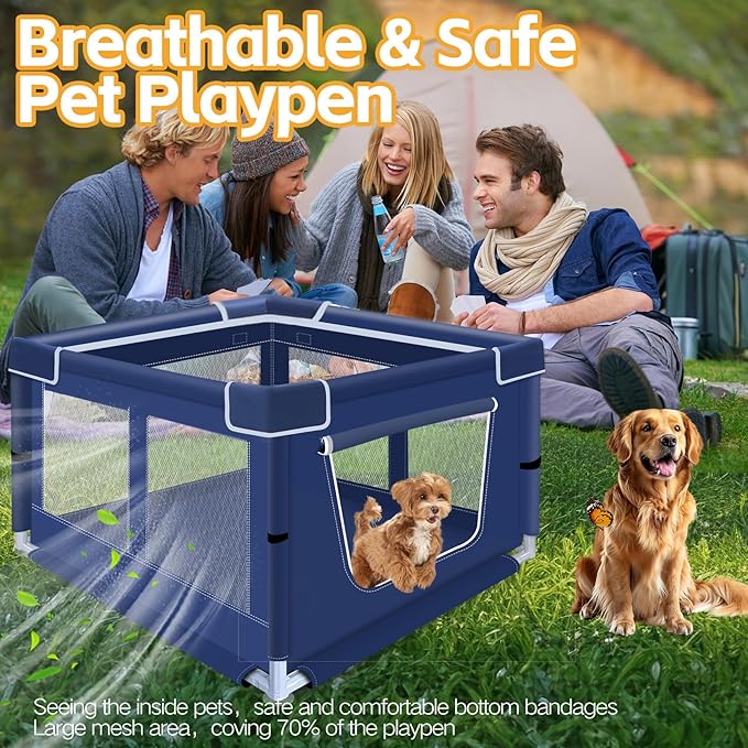 42 Inches Dog Playpens，Puppy Playpen with Gate for Puppies or Small Dogs, Dog Fence Pet Playpen for Indoor & Outdoor