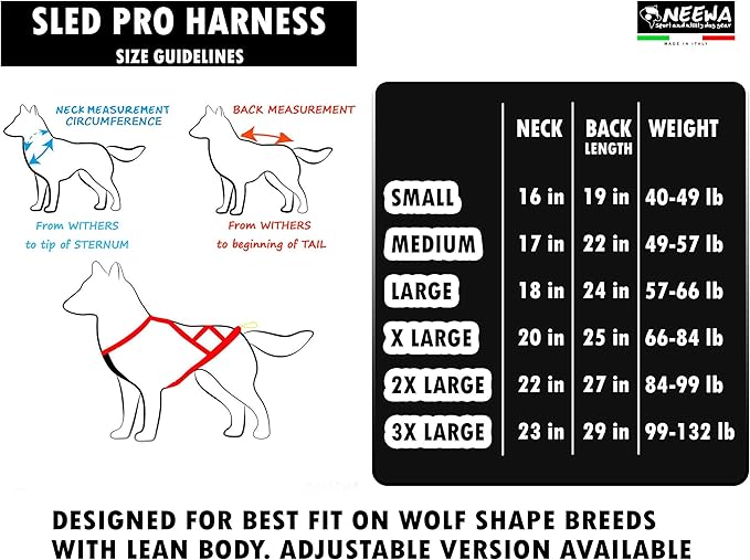 Neewa Pro Sled Dog Harness (Orange, Medium (Neck 17 Chest 29 Back 20))