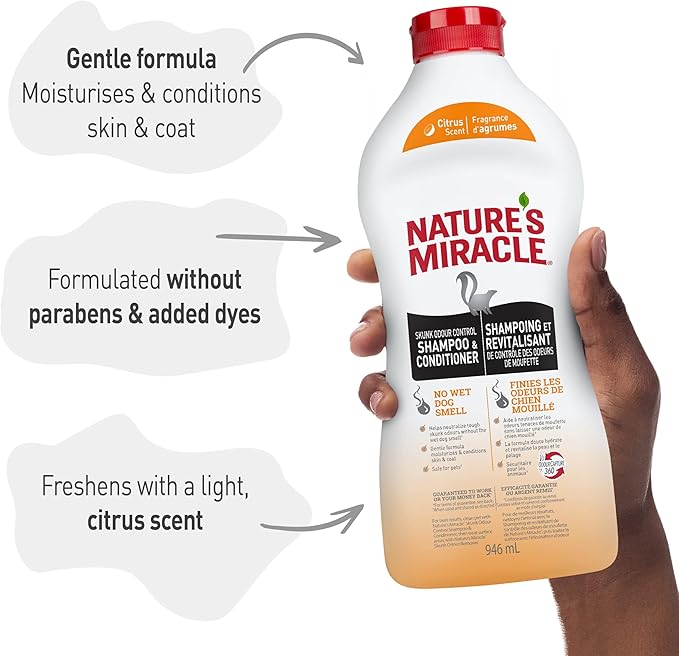 Nature’s Miracle Skunk Odor Control Shampoo & Conditioner Citrus Scent, 32 fl oz