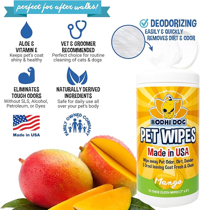 Bodhi Dog Pet Wipes Mango 75CT + Mango Dog Cologne 4oz