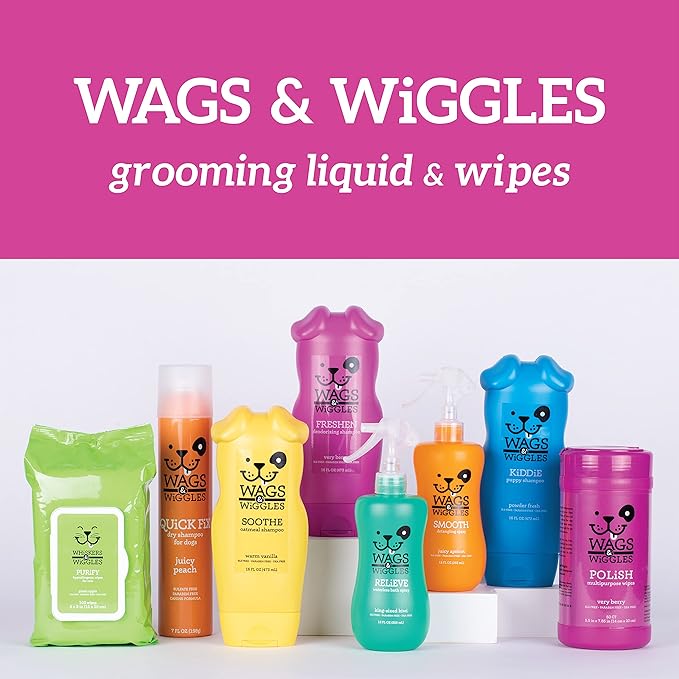 Wags & Wiggles Freshen Deodorizing Wipes for Dogs | Eliminate Odors from Your Dog's Coat | Fresh Strawberries, 100 Count | Easy and Convenient Way to Freshen Your Pet Without A Bath