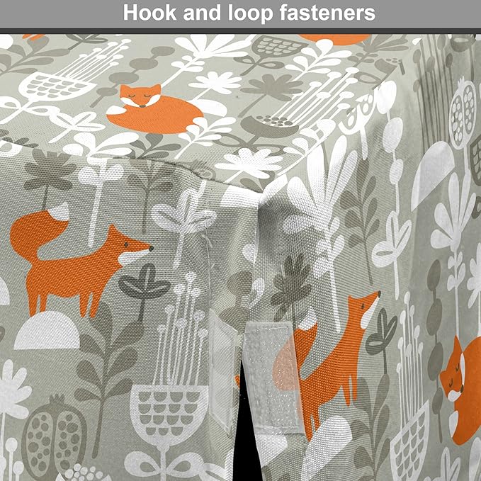 Lunarable Autumn Fall Dog Crate Cover, Fox Animal Sleeping in The Forest Plants Woodland Wildlife Theme, Easy to Use Pet Kennel Cover for Medium Large Dogs, 36 Inch, Orange Grey White