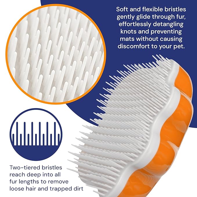Small 4" Dog Pet Hair Massaging Brush Grooming Tool for Cats Dogs Long or Short Hair Tangerine Orange
