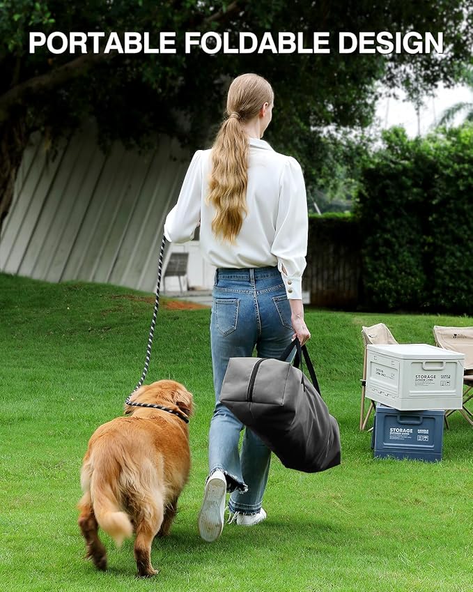 36 Inch Collapsible Travel Dog Crate for Medium Large Dogs, Portable Dog Crate 4-Door Foldable Soft Kennel with Chew-Proof Mesh Windows for Indoor & Outdoor Travel,with Storage Bag,Grey