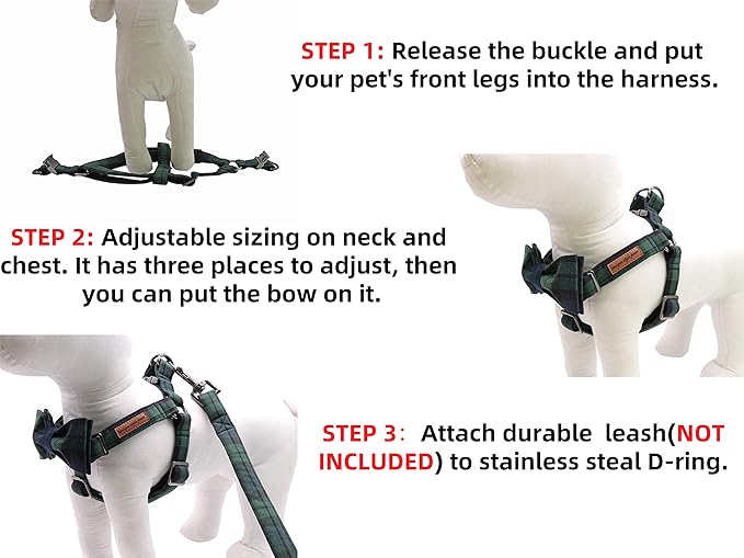 Unique style paws Dog Harness Adjustable Harnesses Durable Hardware with Comfortable Bowtie for Small Medium Large Dogs