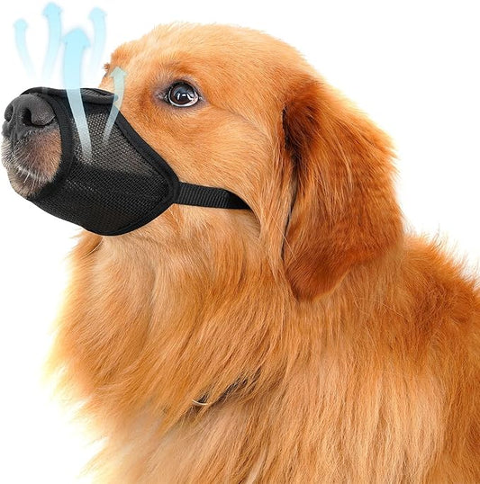 Dog Muzzle, Soft Mesh Muzzle for Small Medium Large Dogs,Chihuahua German Shepherd Bulldog,Breathable and Drinkable Muzzle Cover, Adjustable Anti-Fall Bite Barking Chewing Muzzle (L)