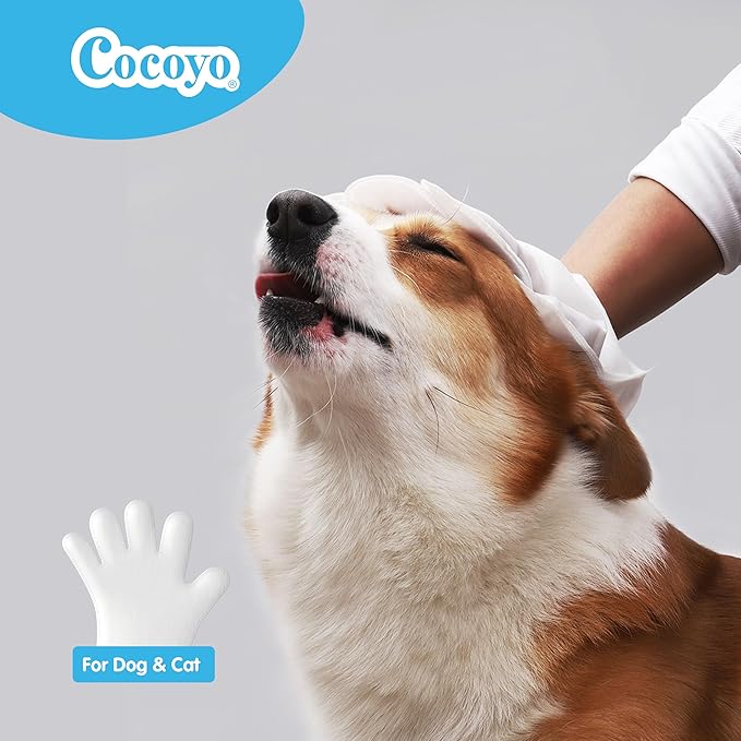 COCOYO Disposable Grooming Glove Wipes for Dogs & Cats I Fur Deodorizing I Fresh Moutain Pine Scent I Rinse Free & Bathing Gloves Wipes (30 Individually-Packed Glove Wet Wipes) (30 Individual Pack)
