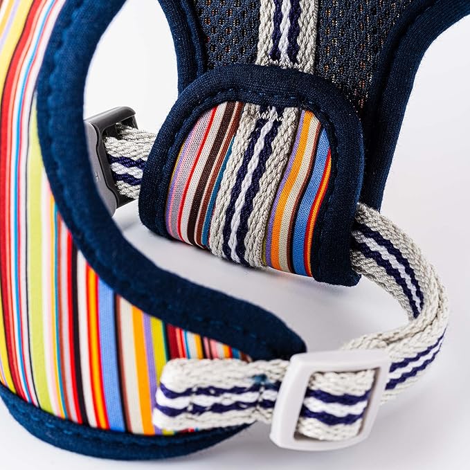 HUGO & HUDSON Dog Harness No-Pull Anti Choke Adjustable Padded Pet Vest, Multi-Color Striped, L
