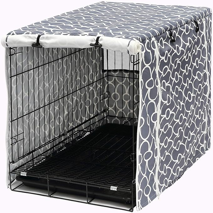 Pethiy Dog Crate Cover Durable Polyester Pet Kennel Cover Universal Fit for Wire Dog Crate - Fits Most 36 inch Dog Crates - Cover only-Gray-36