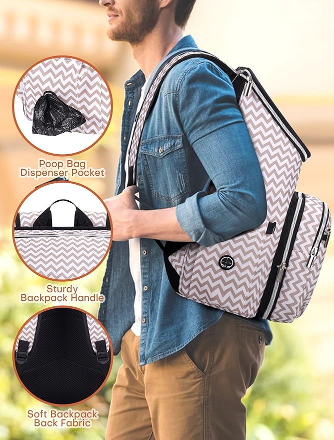 BAGLHER Travel Dog Backpack - Detachable Travel Dog Food Container for Pet Supplies Dog Gear Backpack,Dog Bag for Traveling with 2 Silicone Collapsible Bowls and 2 Food Baskets