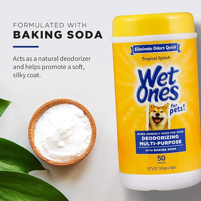 Wet Ones for Pets Deodorizing Multi-Purpose Dog Wipes With Baking Soda Dog Deodorizing Wipes For All Dogs in Tropical Splash Scent, Wet Ones Wipes for Deodorizing Dogs (Pack of 12,600 Count Total)