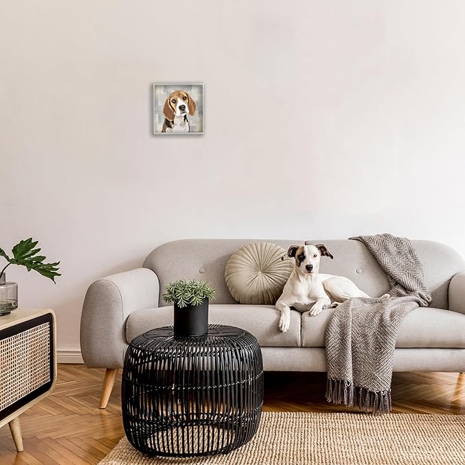 Stupell Industries Dog Beagle Patiently Waiting Abstract Backdrop Pet Collage, Design by Keri Rodgers
