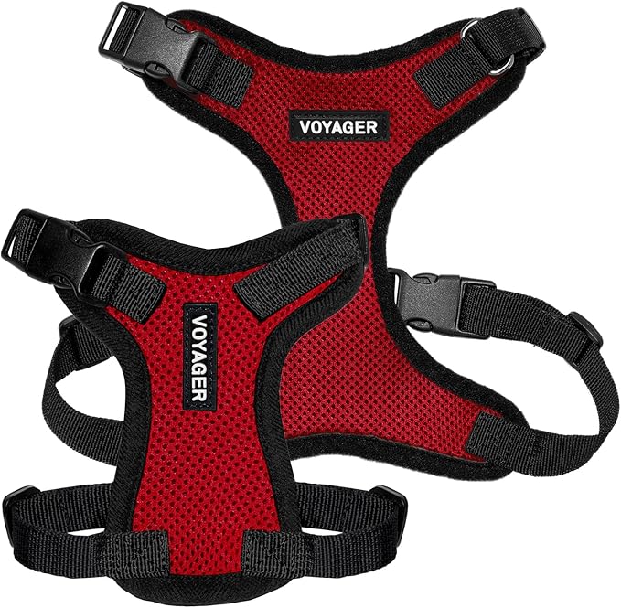 Voyager Step-in Lock Pet Harness - All Weather Mesh, Adjustable Step in Harness for Cats and Dogs by Best Pet Supplies - Red/Black Trim, XL