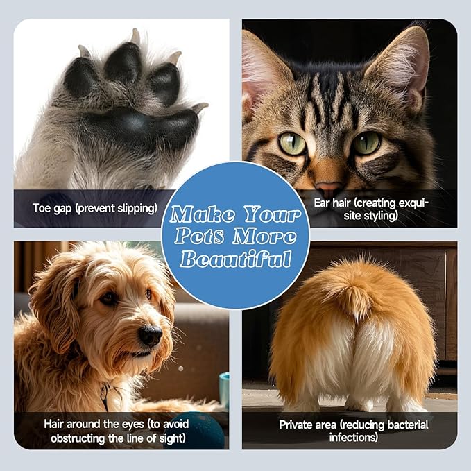 Paw Trimmer for Dogs Electric Upgraded, Pet Paw Trimmer with LED Light Waterproof, Cordless Low Noise Pet Hair Clipper Rechargeable, Small Grooming Shaver for Cats Eyes Face Ears Feet Rump Around Hair