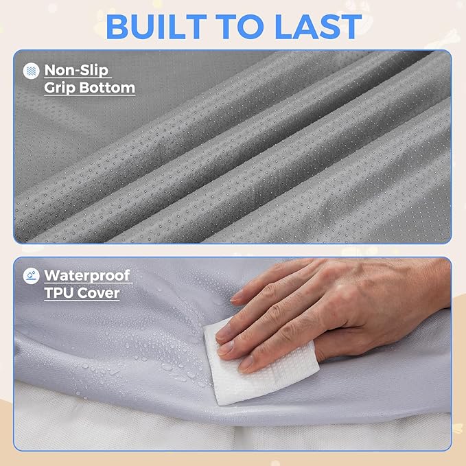 OhGeni Comfort Fluffy Dog Bed with Removable Washable Cover & Waterproof Lining, Light Chew & Scratch Resistant, Non-Slip Soft Crate Bed for Large, Medium, Small Size Dogs, 41in(Gray)