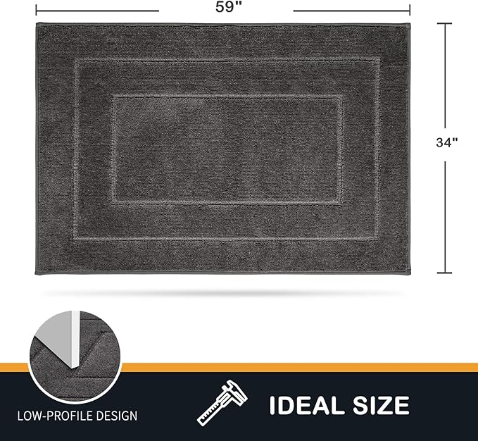PURRUGS Dirt Trapper Door Mat 34" x 59.5", Non-Slip/Skid Machine Washable Entryway Area Rug, Dog Door Mat, Super Absorbent Welcome Mat for Muddy Wet Shoes and Paws, Grey