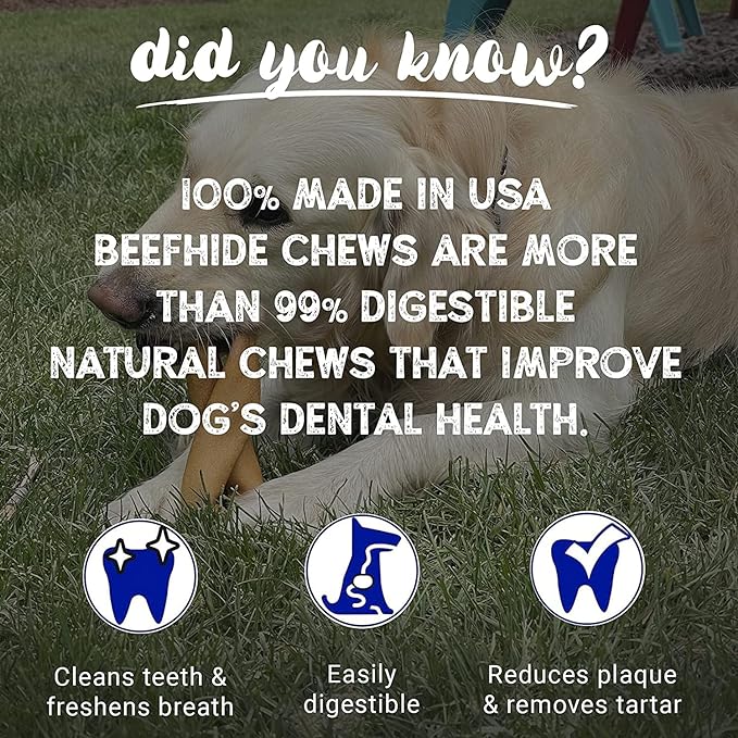 Pet Factory 100% Made in USA Beefhide 5" Chip Rolls Dog Chew Treats - Natural Flavor, 5 Count/1 Pack