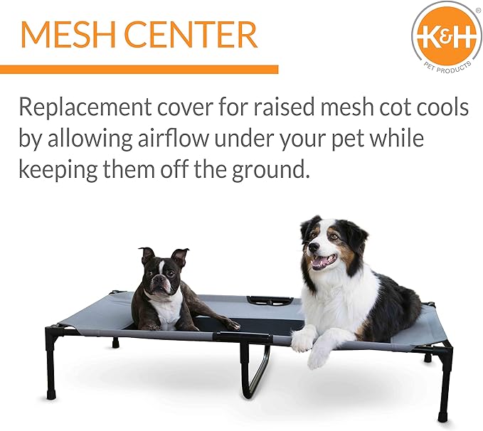 K&H Pet Products Elevated Cooling Outdoor Dog Bed Portable Raised Dog Cot Replacement Cover Only Gray/Black Mesh X -Large 50 X 32 Inches (Cot NOT Included)