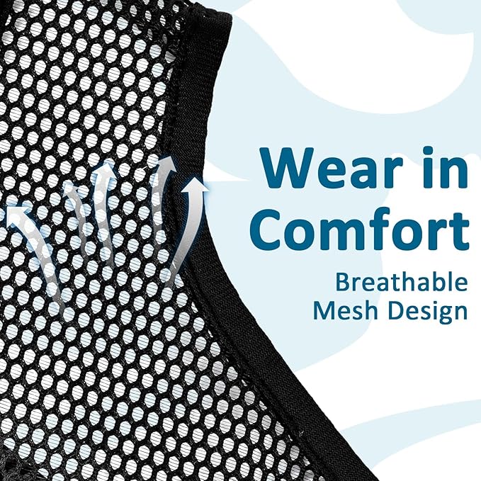LUCKYPAW Dog Muzzle, Mesh Muzzle for Large Medium Small Dogs, Soft Dog Muzzle to Prevent Biting Chewing Excessive Barking with Adjustable Head Strap, Perfect for Vet Visit (Black, XL)
