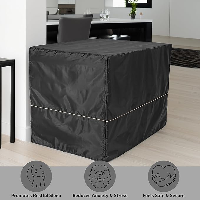 MidWest Homes for Pets Dog Crate Cover, Privacy Dog Crate Cover Fits MidWest Dog Crates, Crate Cover Only, Machine Wash & Dry, Black, 42-Inch
