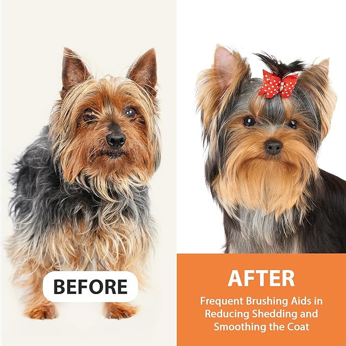 Dog Brush, Pin Brush for Dogs, 27mm Extra Long Pin Brush, Dog Grooming Brush for Shedding, Dog Brush for Long Haired Dogs - Ash Wood Material, Non-Slip Rubber Handle, Round-Tipped Pins