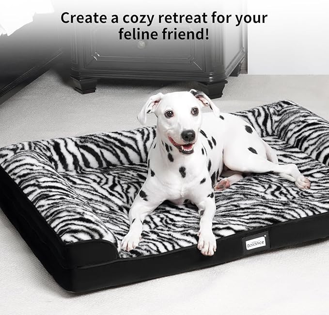 BALANCE Orthopedic Dog Bed, Egg Crate Foam Dog Couch for Pet Sleeping, Pet Sofa with Removable Washable Cover & Nonskid Bottom, Comfy Dog Bed for Large Dog, Black