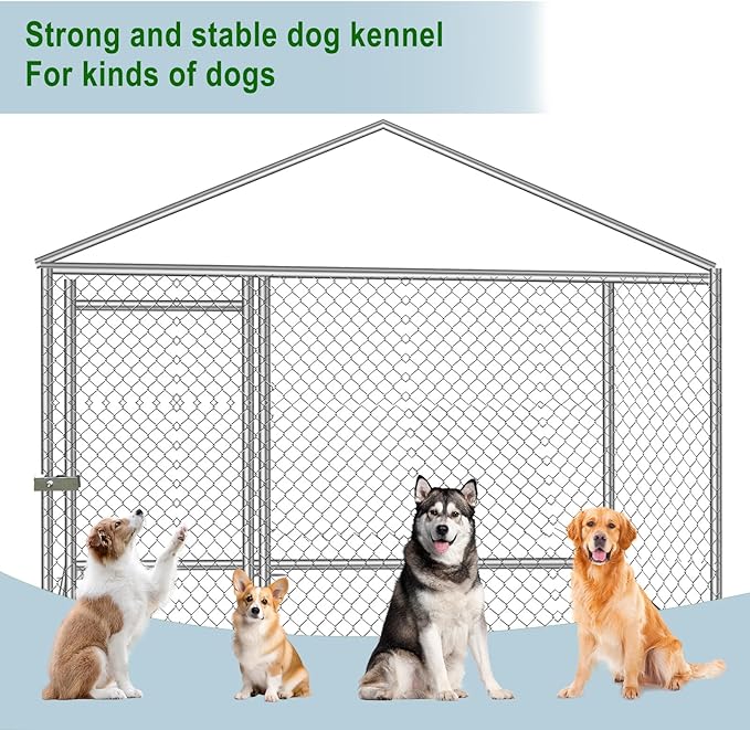 Large Outdoor Dog Kennel 6.6 x 6.6FT, Heavy Duty Outdoor Heavy Duty Dog Enclosure, Waterproof UV-Resistant Cover and Secure Lock for Backyard Farm 78" L x 78" W x 60" H