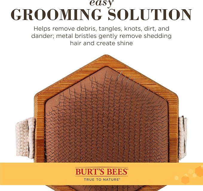 Burt's Bees for Pets Palm Slicker Brush - Recycled Bamboo Dog and Puppy Grooming Tool, Pet Hair Brush and Comb