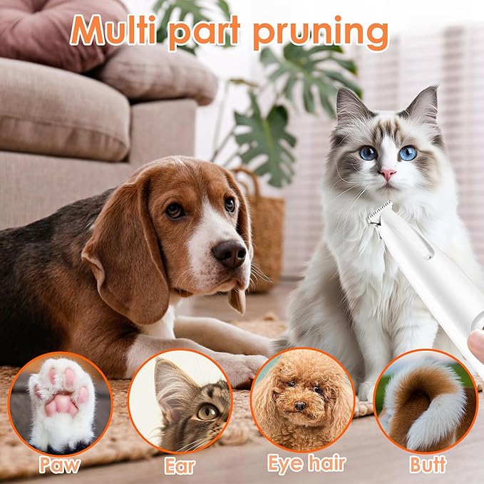 Ntrjtrss Electric Dog Paw Trimmer, 2025 paw Clippers for Dogs Rechargeable paw shavers for Dogs feet with LED Light, Low Noise Waterproof Paw Trimmers for Dog's Feet, Paws