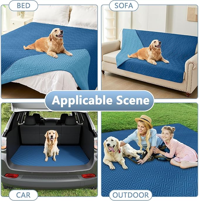 hyha Waterproof Dog Blanket, Soft Dog Bed Cover Pet Blankets, Waterproof Sofa Couch Cover for Dogs Washable, Reversible Pet Couch Covers for Sofa Furniture (30x70 Inch, Navy Blue/Blue)