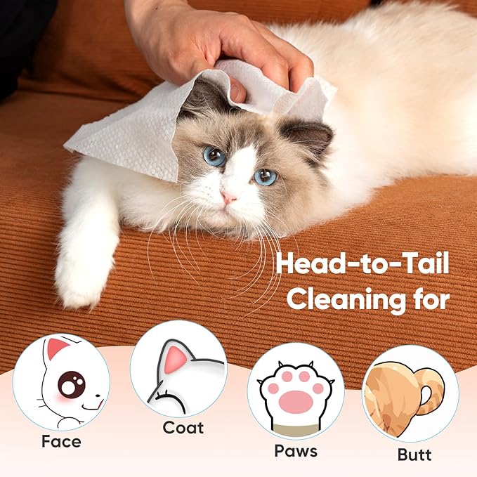 Unscented Pet Wipes (400pcs) - Hypoallergenic, Alcohol-Free & Soothing for Sensitive Skin - Head-to-Tail Cleaning for Dogs & Cats - Safe for Face, Coat, Paws & Butt