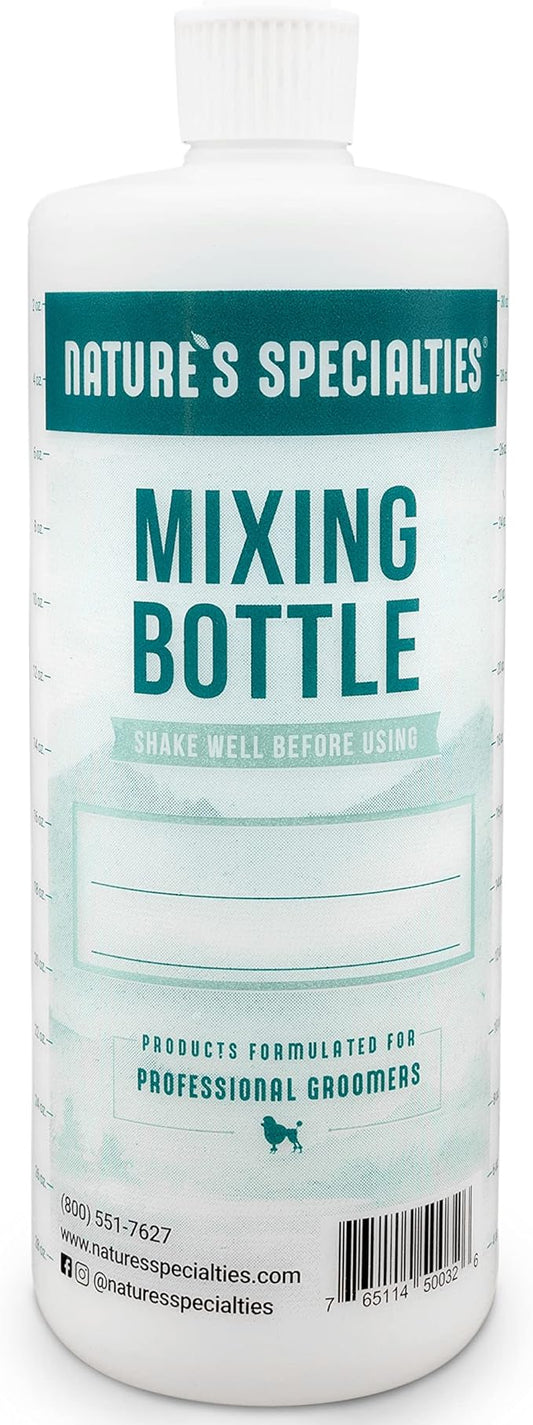 Nature's Specialties Mixing Bottle for Concentrated Dog Shampoo, Natural Choice for Professional Pet Groomers, Easy to Read Measurements, Made in USA, 32oz