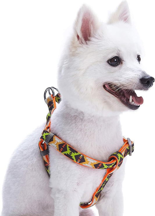 Blueberry Pet 2 Colors Soft & Comfy Step-in Southwestern Vintage Tribal Print Padded Dog Harness, Chest Girth 23.5" - 29.5", Extravagant Orange, M/L, Adjustable Harnesses for Dogs