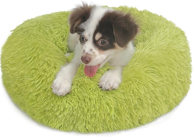 Small Dog Bed Calming Dogs Bed for Small Dogs Anti-Anxiety Puppy Bed Machine Washable Fluffy Luxury Anti-Slip Waterproof Mute Base Warming Cozy Soft Pet Round Bed