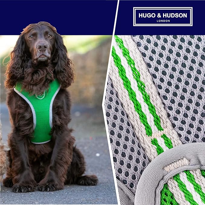 HUGO & HUDSON Dog Harness No-Pull Pet Harness Adjustable Quick Dry Mesh Padded Vest, Green, S
