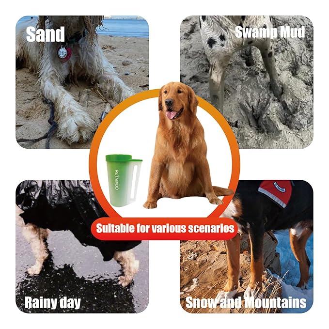 Portable Dog Paw Washer with Handle - Large 9 inch Green Paw Cleaning Solution