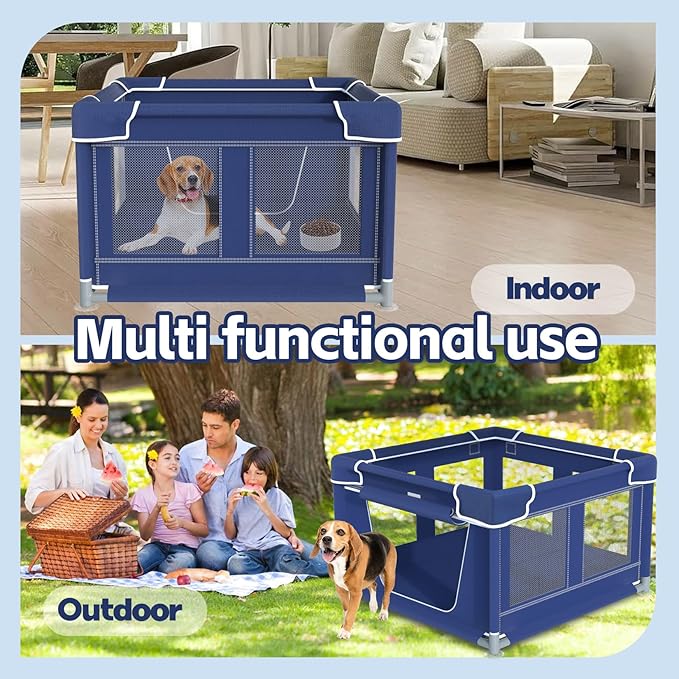 42x42x26 Inches Dog Playpens，Puppy Playpen with Gate for Puppies or Small Dogs, Dog Fence Pet Playpen for Indoor & Outdoor