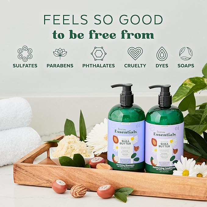 TropiClean Essentials Shea Butter Conditioner for Dogs | Restore Dry & Itchy Skin | Condition The Coat | Derived from Natural Ingredients