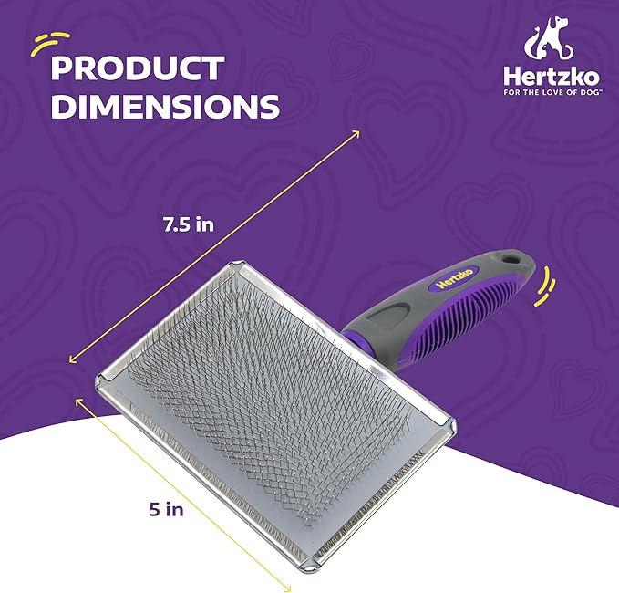 Hertzko Flexible Slicker Brush for Dogs and Cats - Removes Loose Hair, Tangles, and Knots, Flexible Head Contours on Your Pet’s Skin -Large Size Combs for Grooming Matting - Single Sided Brush