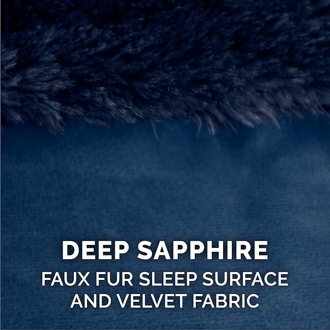 Furhaven Orthopedic Dog Bed for Large/Medium Dogs w/ Removable Bolsters & Washable Cover, For Dogs Up to 55 lbs - Plush & Velvet L Shaped Chaise - Deep Sapphire, Large