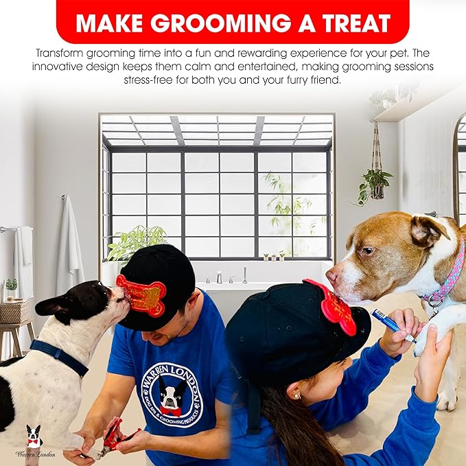 Warren London Distract-A-Hat™ & Nail Clipper Bundle | Grooming Distraction Hat + Stainless Steel Dog Nail Clippers | Stress-Free Grooming for Dogs