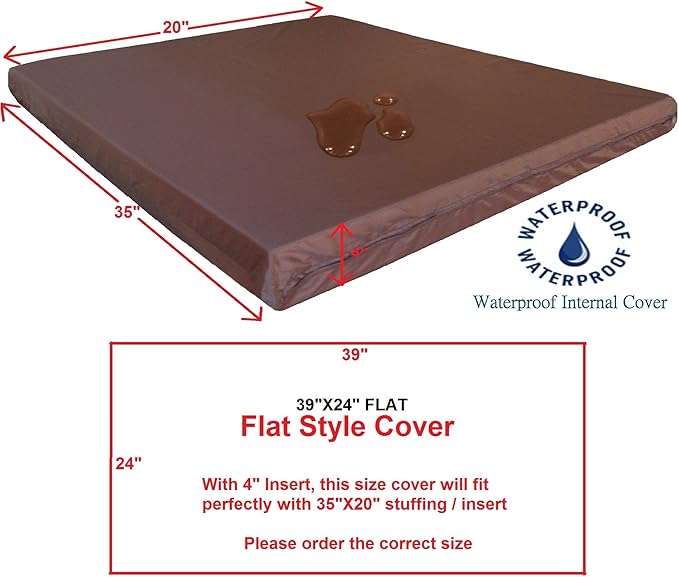 Dogbed4less 2 Pack Internal Duvet Case Waterproof Zipper Dog Bed Cover for Small Medium 35"x20"X4" Memory Foam Pad Pet Bed - 39"X24" Flat