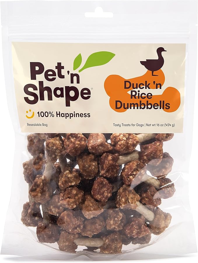 Pet 'n Shape Duck 'n Rice Dumbbells Dog Treats - 1 Pound