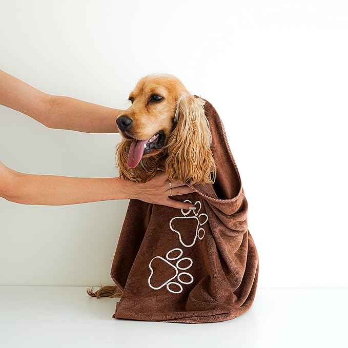 Unconditional Love | Premium Pet Drying Towel | Ultra Absorbent and Soft Microfiber Towel for Dogs and Cats (Brown)