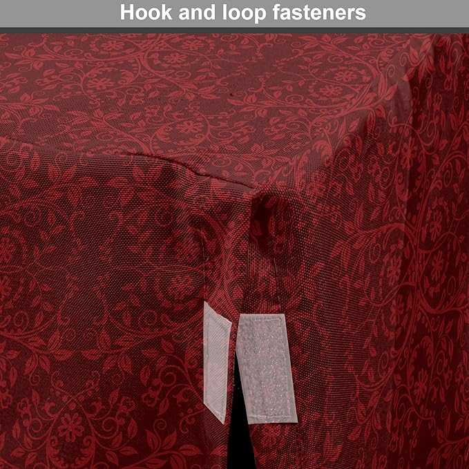 Lunarable Burgundy Dog Crate Cover, Intricate Spring Motifs Abstract Style Blossoming Branches Flower Buds, Easy to Use Pet Kennel Cover for Cats & Medium Dogs, 24 Inch, Burgundy Red