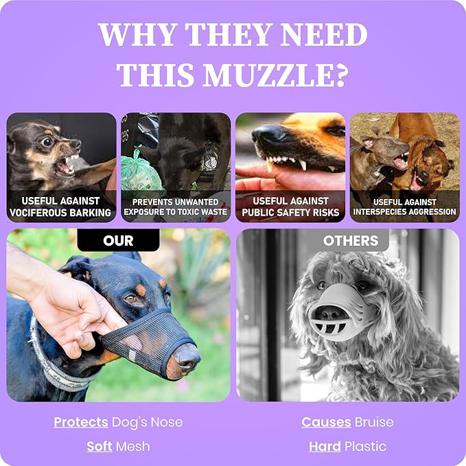 Flintstone Dog Muzzle for Small Dogs – Soft Mesh Muzzle for Small Dog Chihuahua Poodle Husky Labrador | Breathable Small Dog Muzzle Guard| Small Dog Muzzles to Prevent Biting Chewing Small, 6.5”-8”