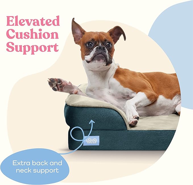 Orthopedic Sofa Dog Bed - Ultra Comfortable Dog Bed for Large Dogs - Breathable & Waterproof Pet Bed- Egg Foam Sofa Bed with Extra Head and Neck Support - (X-Large, Blue & White)