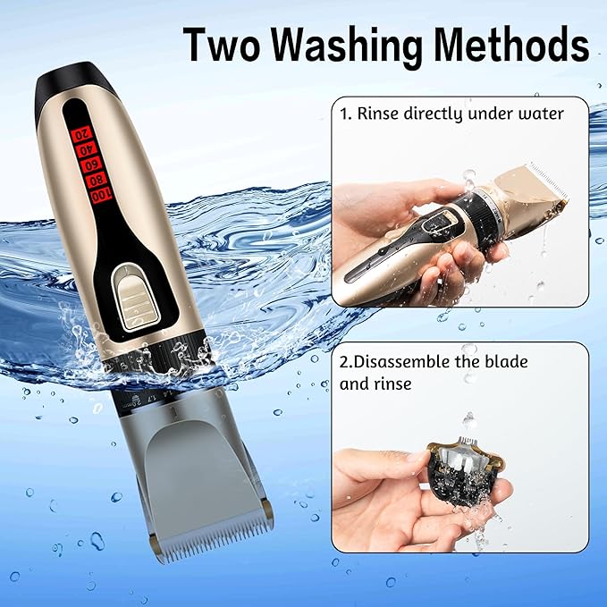 Dog Grooming Kit & Paw Trimmer-Low Noise Electric Quiet Clippers Set, Rechargeable Cordless Pet Hair Clippers for Thick Coats with Scissors & Trimmer -Professional Grooming Tools for Dogs, Cats, Pets