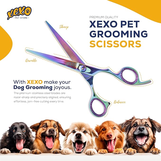 Straight Dog Scissors - Essential Scissors for Pet Grooming - 7.5" Right Handed Sharp Stainless Steel Shear