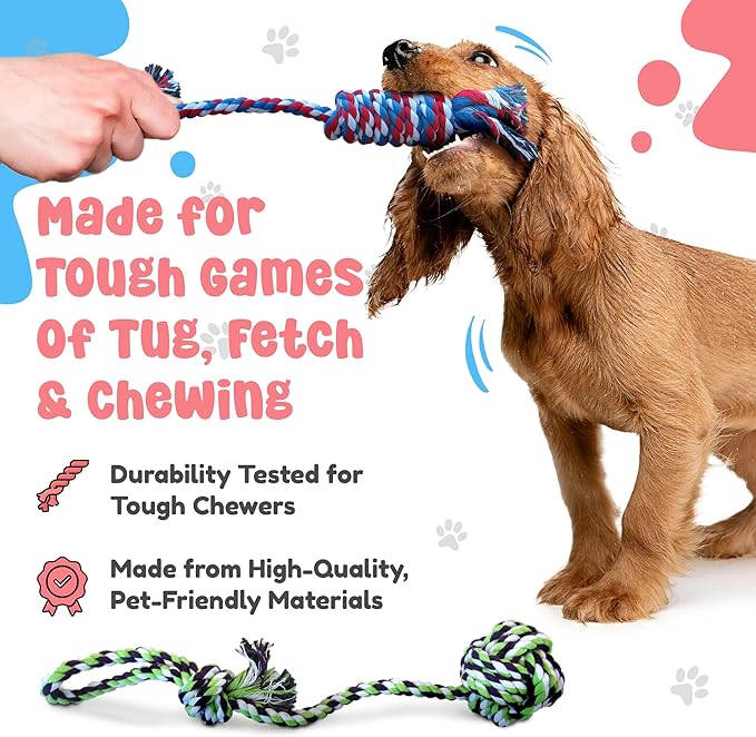 Ultimate Pet Care Bundle: Pacific Pups Organic Dog Wrinkle Wipes & 5PCs Rope Toys for Small and Medium Dogs - Supports Non-Profit Dog Rescue